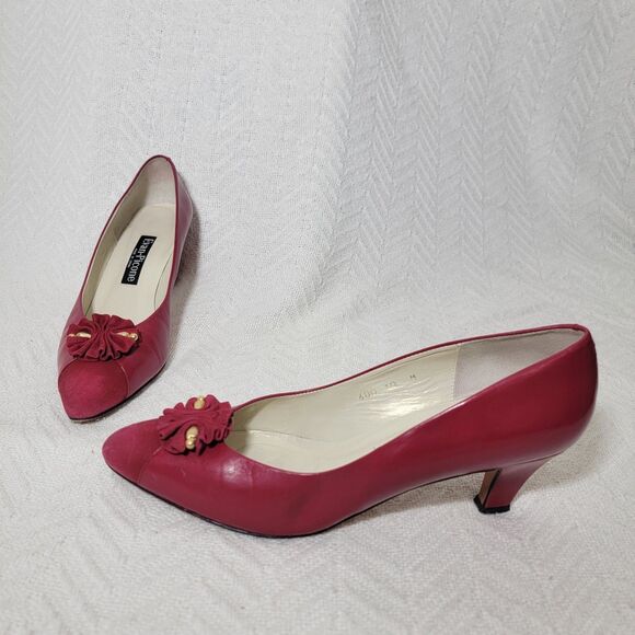 Vintage Evan Picone Red Leather Pumps Made In Spain Size 10 - Picture 1 of 16
